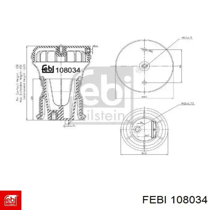 Coxim pneumático (suspensão de lâminas pneumática) do eixo traseiro Febi 108034 preço, a partir de 129,37 USD