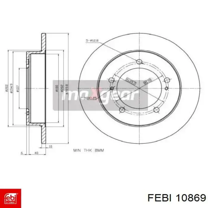 Compre 10869 Febi Disco do freio dianteiro