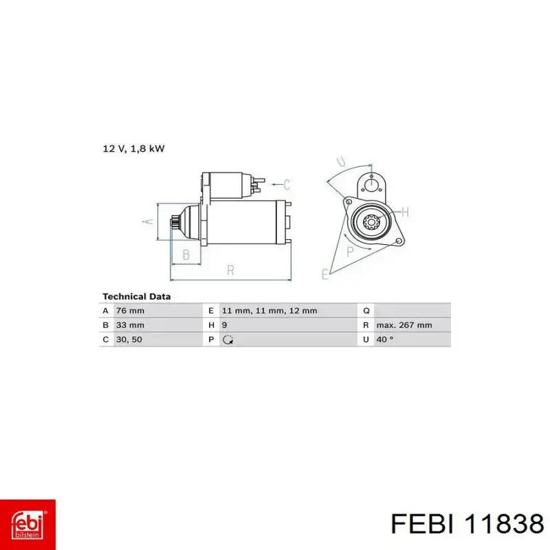 Sensor de temperatura do fluido de esfriamento 11838 Febi