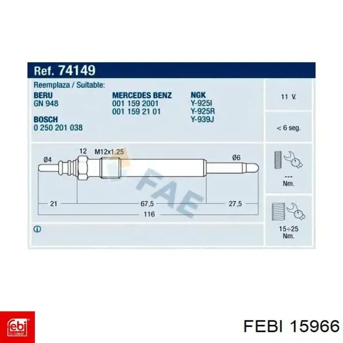 Compre 15966 Febi Vela de incandescência