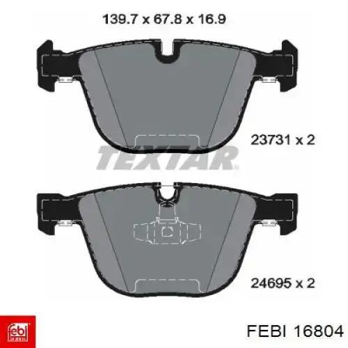 Compre 16804 Febi Sapatas do freio traseiras de disco