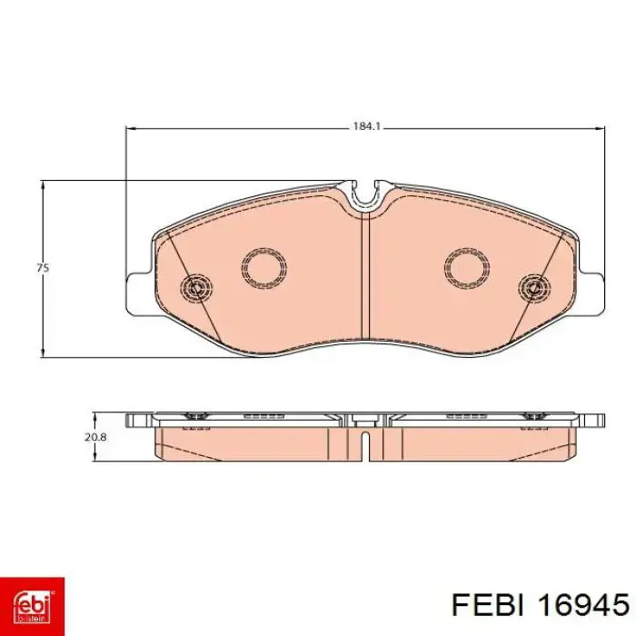 Compre 16945 Febi Sapatas do freio dianteiras de disco