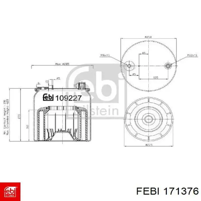 Coxim pneumático (suspensão de lâminas pneumática) do eixo Sampa Otomotiv‏ SP556122KP01
