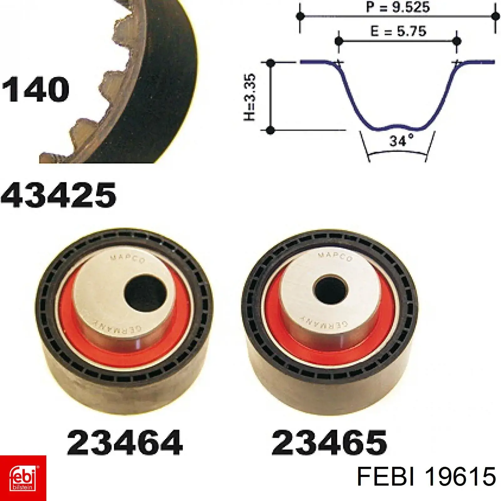 Compre 19615 Febi Correia do mecanismo de distribuição de gás, kit
