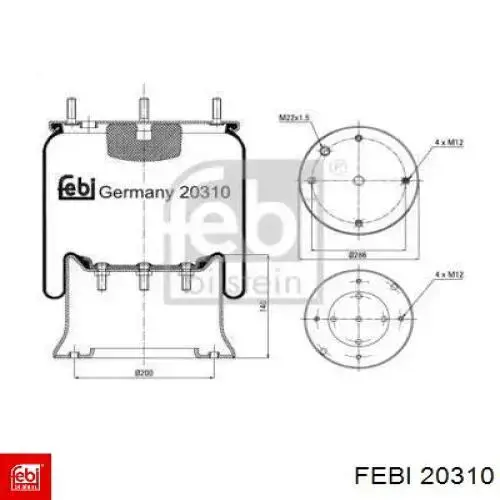 Coxim pneumático (suspensão de lâminas pneumática) do eixo traseiro Febi 20310 preço, a partir de 95,57 USD