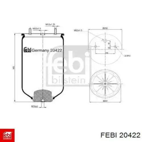 Coxim pneumático (suspensão de lâminas pneumática) do eixo Febi 20422 preço, a partir de 85,26 USD