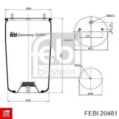 Coxim pneumático (suspensão de lâminas pneumática) do eixo Febi 20481 preço, a partir de 115,16 USD