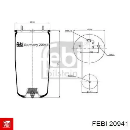 Coxim pneumático (suspensão de lâminas pneumática) do eixo Febi 20941 preço, a partir de 59,52 USD