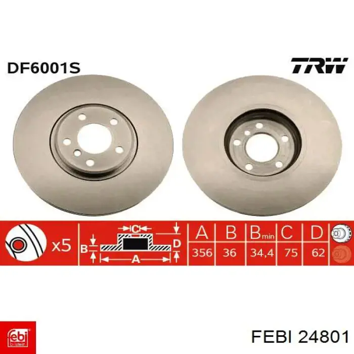 Compre 24801 Febi Disco do freio dianteiro