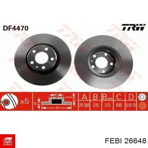 Compre 26648 Febi Disco do freio dianteiro