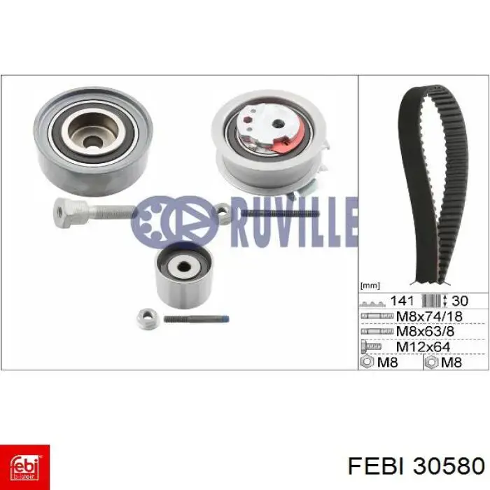 Correia do mecanismo de distribuição de gás, kit Febi 30580 preço, a partir de 168,28 USD