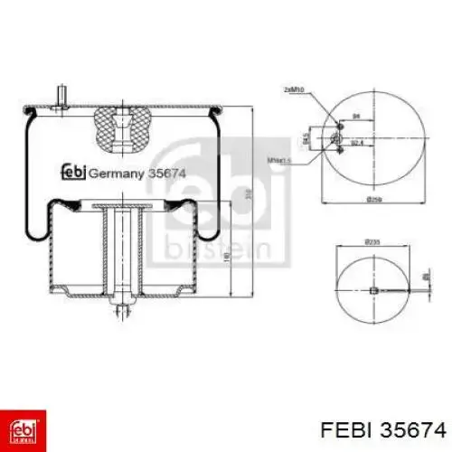 Coxim pneumático (suspensão de lâminas pneumática) do eixo Febi 35674 preço, a partir de 105,03 USD
