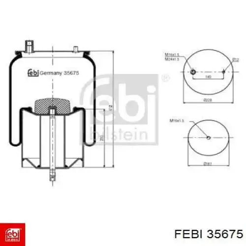 Coxim pneumático (suspensão de lâminas pneumática) do eixo Febi 35675 preço, a partir de 148,69 USD