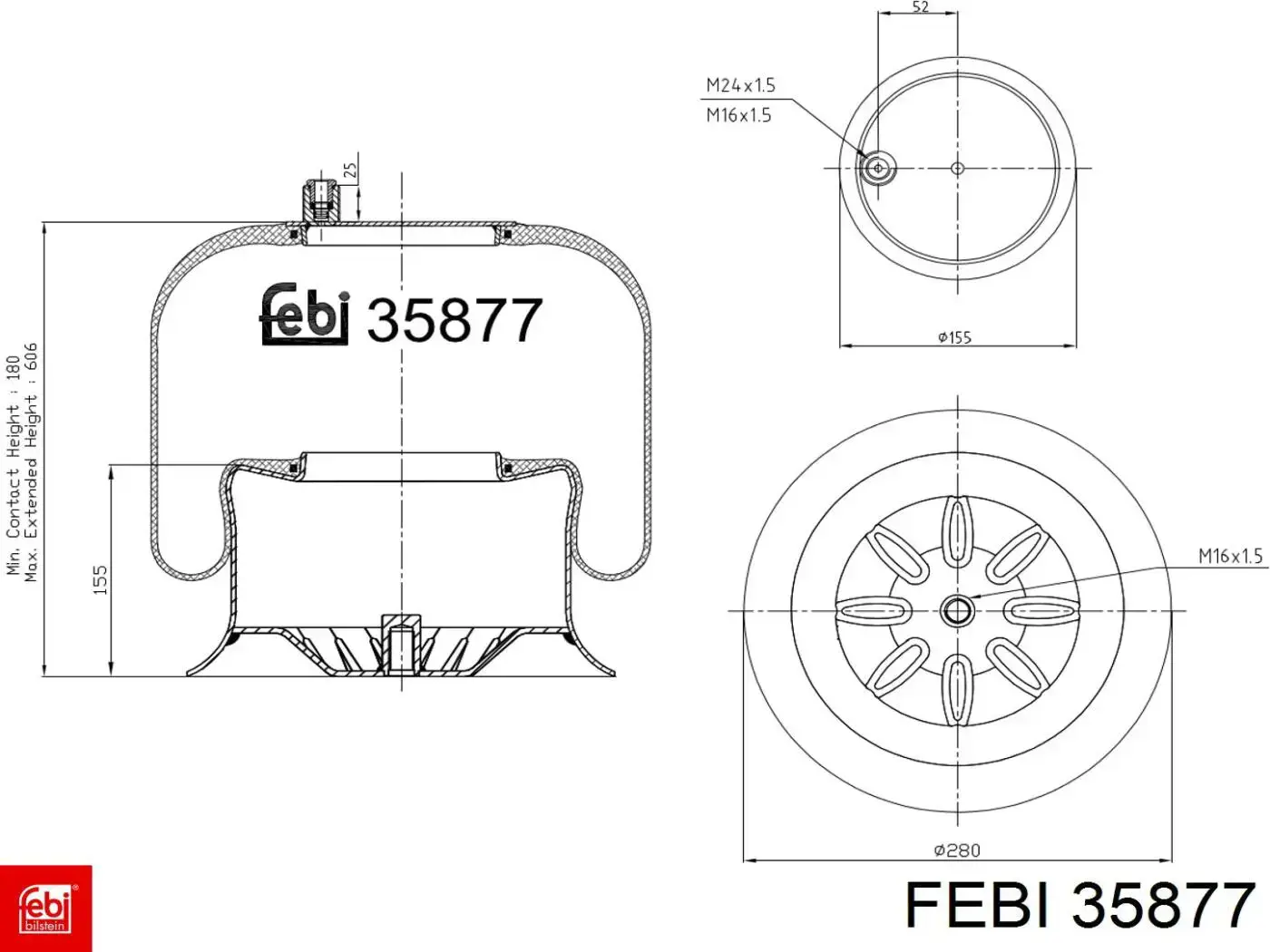 Coxim pneumático (suspensão de lâminas pneumática) do eixo Febi 35877 preço, a partir de 133,24 USD