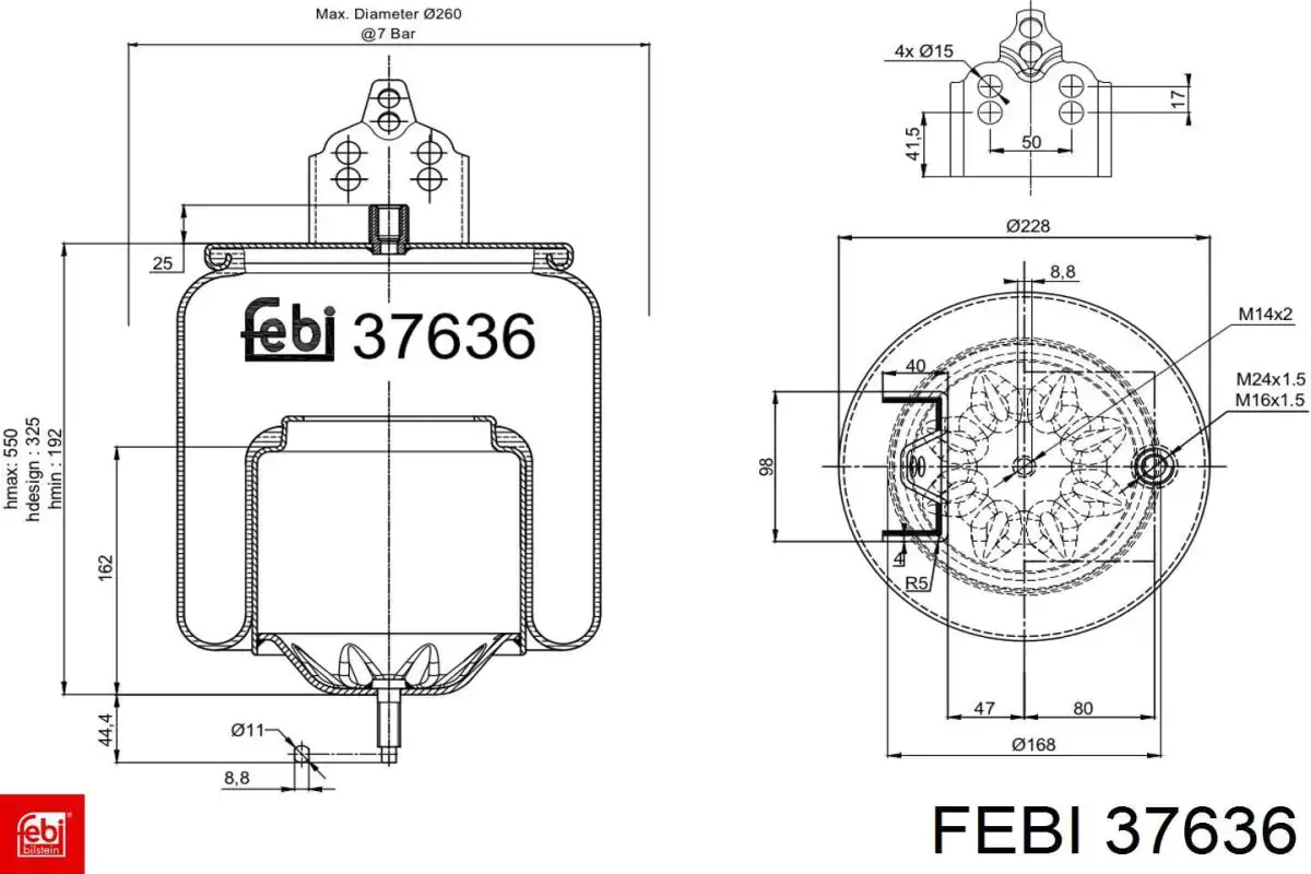 Compre 37636 Febi Coxim pneumático (suspensão de lâminas pneumática) do eixo