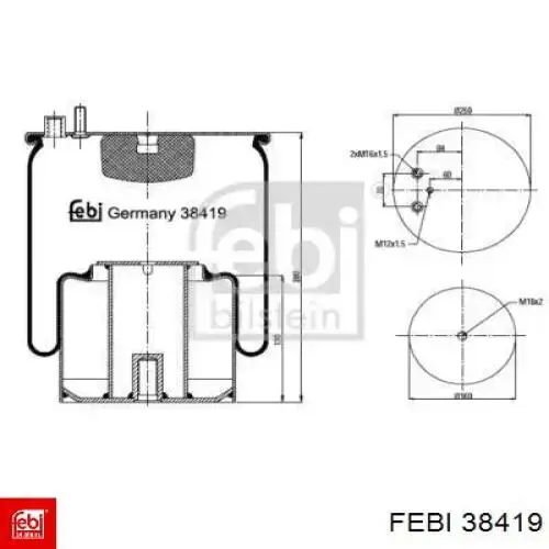 Coxim pneumático (suspensão de lâminas pneumática) do eixo Febi 38419 preço, a partir de 138,79 USD