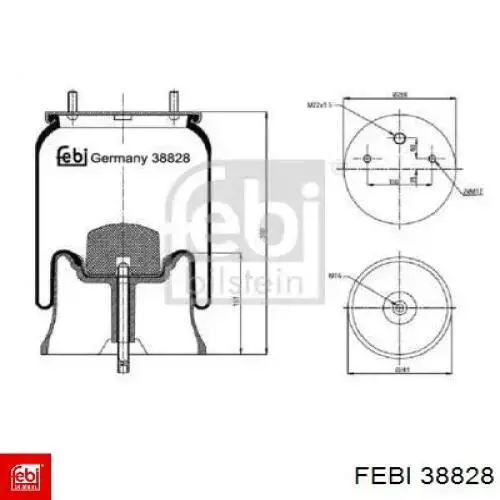 Coxim pneumático (suspensão de lâminas pneumática) do eixo Febi 38828 preço, a partir de 103,88 USD