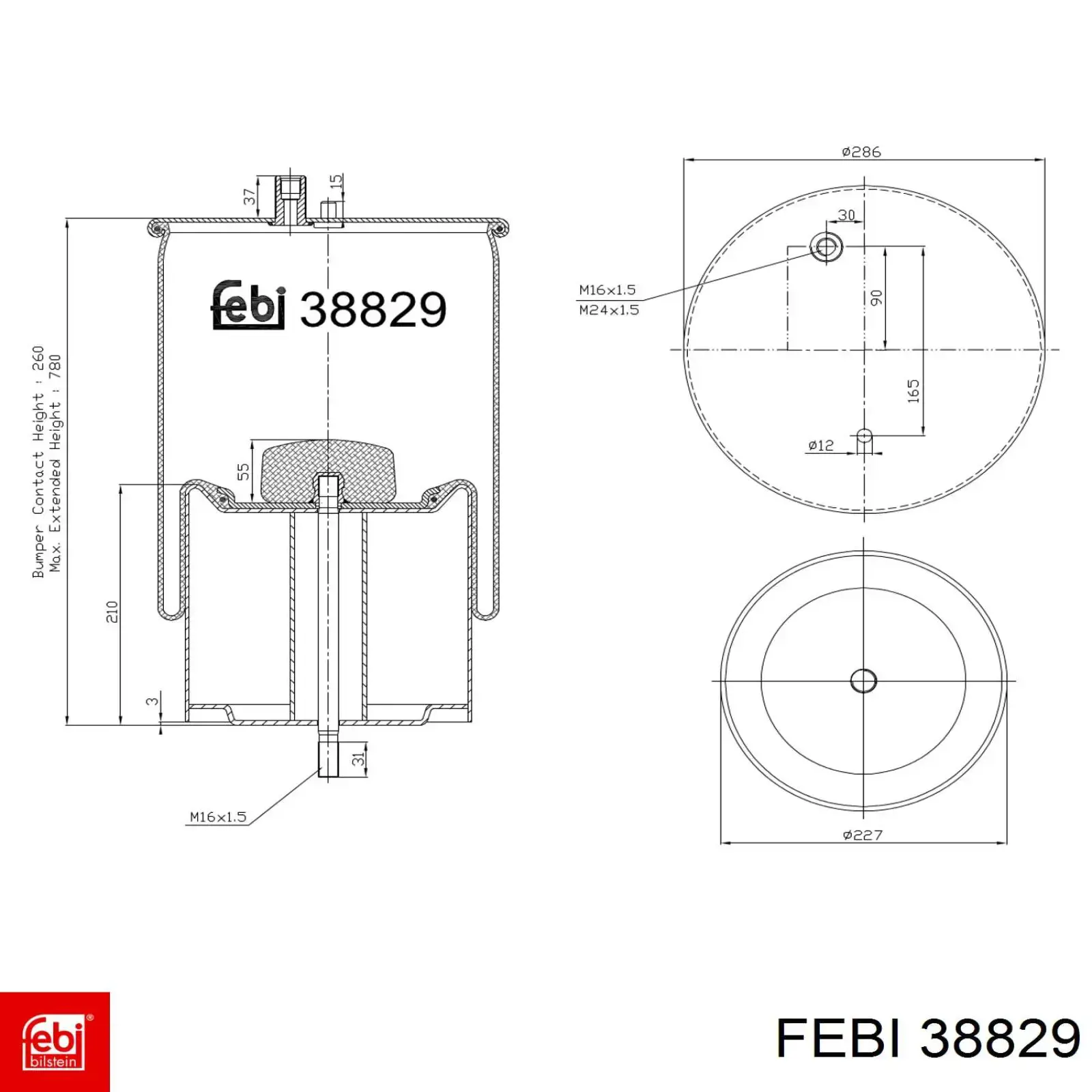 Coxim pneumático (suspensão de lâminas pneumática) do eixo traseiro Febi 38829 preço, a partir de 139,07 USD
