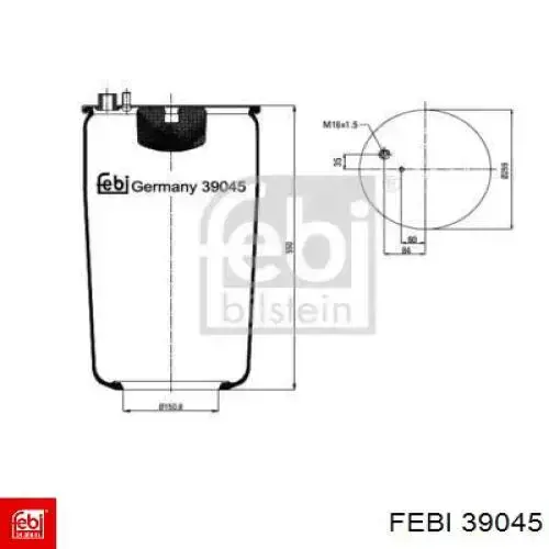 Coxim pneumático (suspensão de lâminas pneumática) do eixo Febi 39045 preço, a partir de 90,42 USD