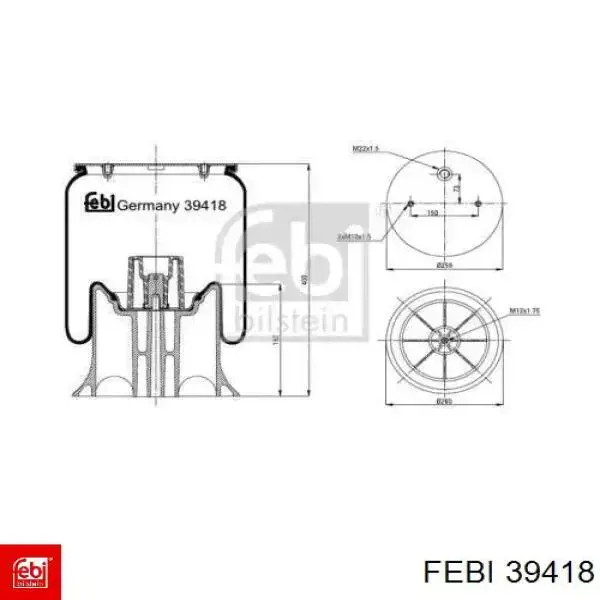 Compre 39418 Febi Coxim pneumático (suspensão de lâminas pneumática) do eixo