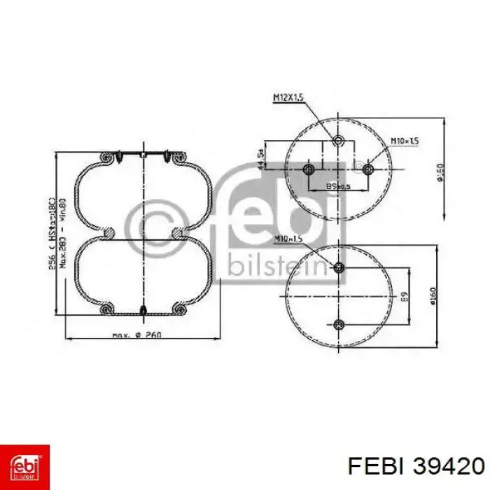 Coxim pneumático (suspensão de lâminas pneumática) do eixo 5002030206P Magnum Technology
