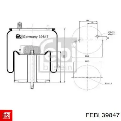 Coxim pneumático (suspensão de lâminas pneumática) do eixo SP554911K06 Sampa Otomotiv‏