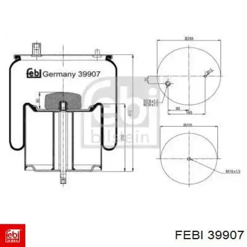 Coxim pneumático (suspensão de lâminas pneumática) do eixo traseiro Febi 39907 preço, a partir de 178,24 USD