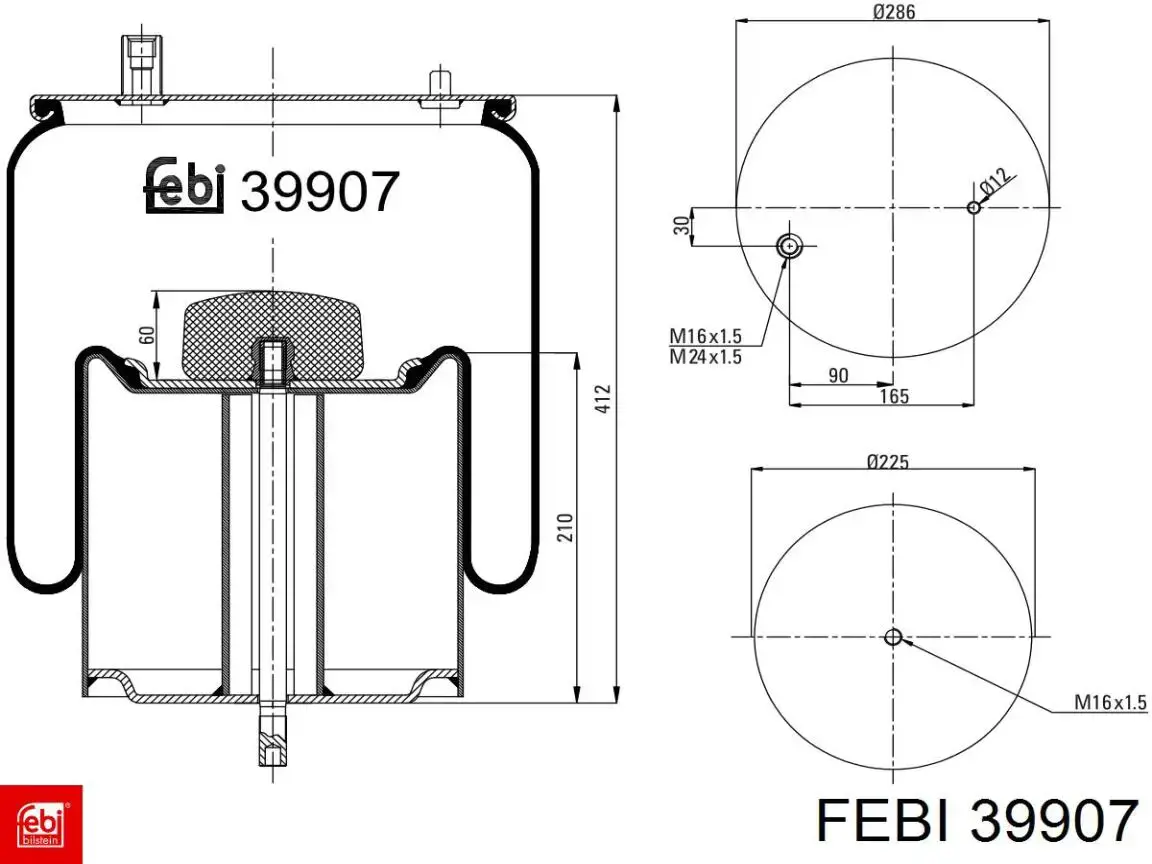 Compre 39907 Febi Coxim pneumático (suspensão de lâminas pneumática) do eixo traseiro