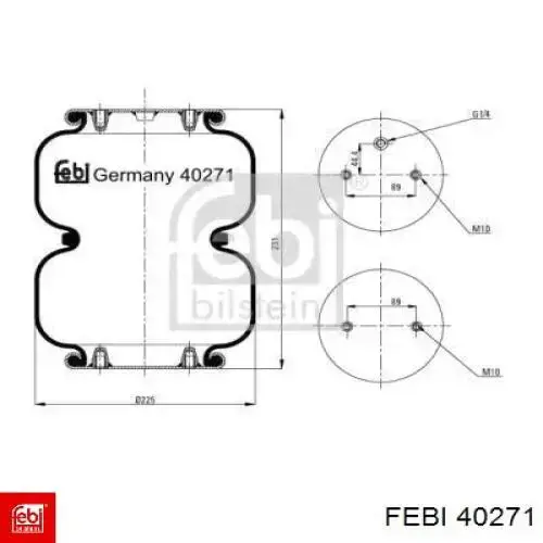 Coxim pneumático (suspensão de lâminas pneumática) do eixo Febi 40271 preço, a partir de 72,23 USD