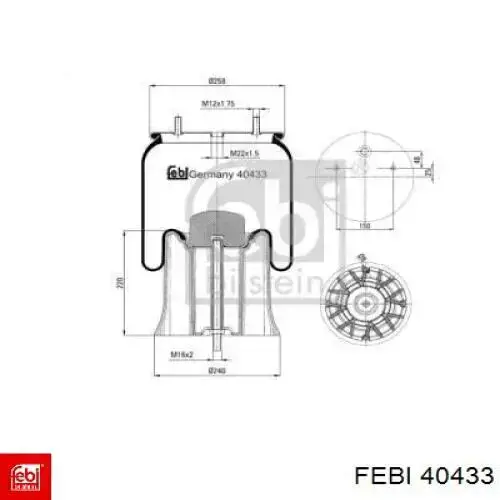 Coxim pneumático (suspensão de lâminas pneumática) do eixo Febi 40433 preço, a partir de 124,72 USD