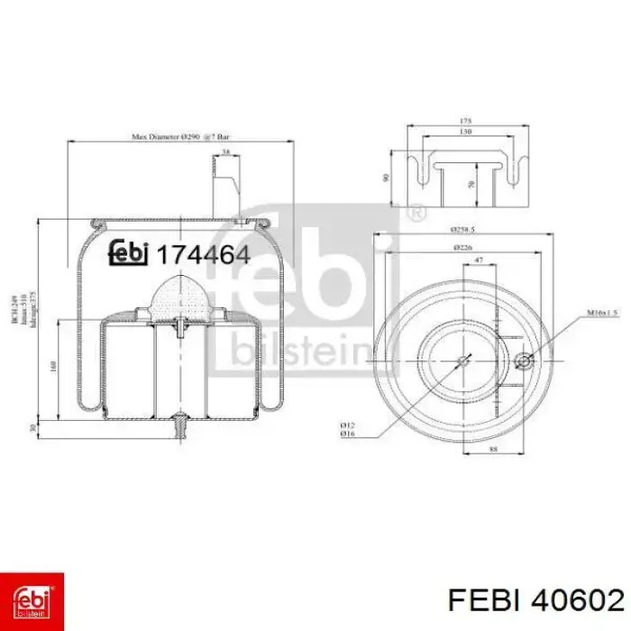 Compre 40602 Febi Coxim pneumático (suspensão de lâminas pneumática) do eixo