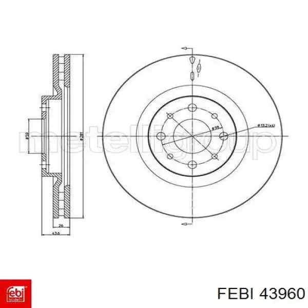 Compre 43960 Febi Disco do freio dianteiro