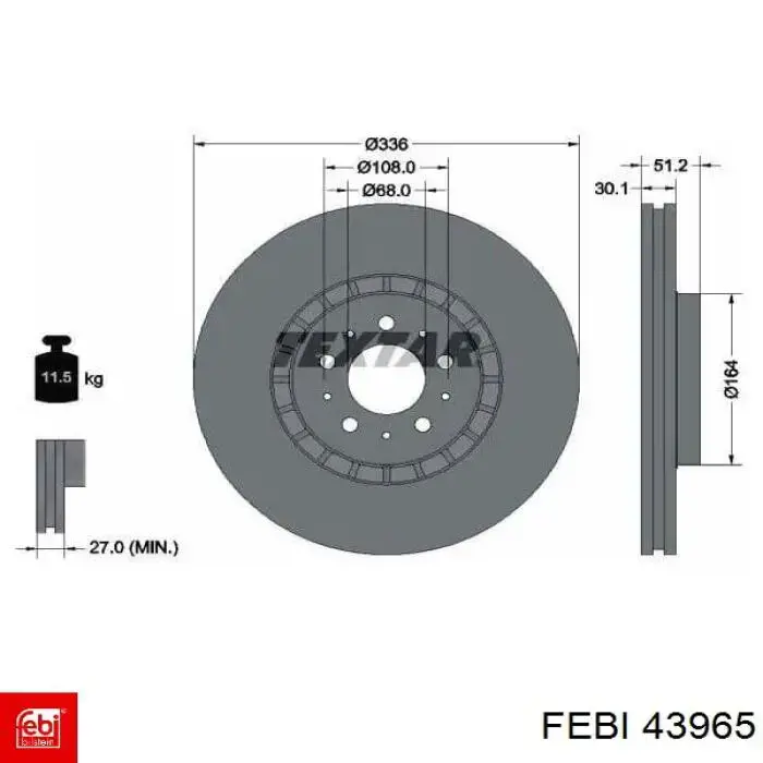 Disco do freio dianteiro Febi 43965 preço, a partir de 64,82 USD