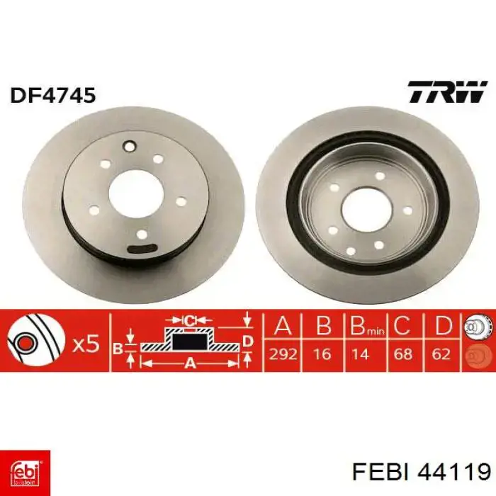 Compre 44119 Febi Disco do freio traseiro