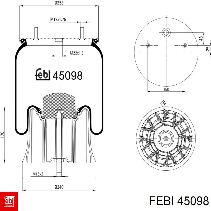 Coxim pneumático (suspensão de lâminas pneumática) do eixo Magnum Technology 5002030190P preço, a partir de 122,88 USD