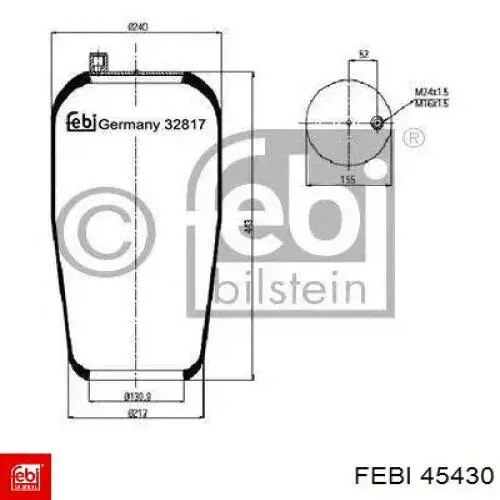Coxim pneumático (suspensão de lâminas pneumática) do eixo RML75071 Blacktech
