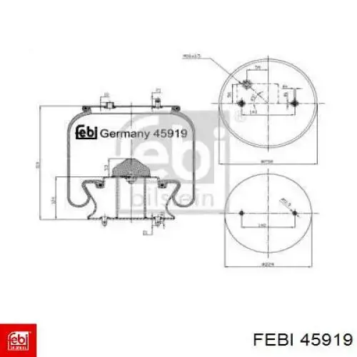Coxim pneumático (suspensão de lâminas pneumática) do eixo Diesel Technic 125860 preço, a partir de 180,55 USD