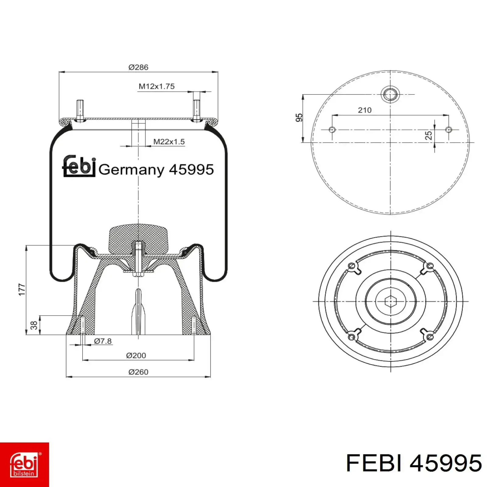 Compre 45995 Febi Coxim pneumático (suspensão de lâminas pneumática) do eixo