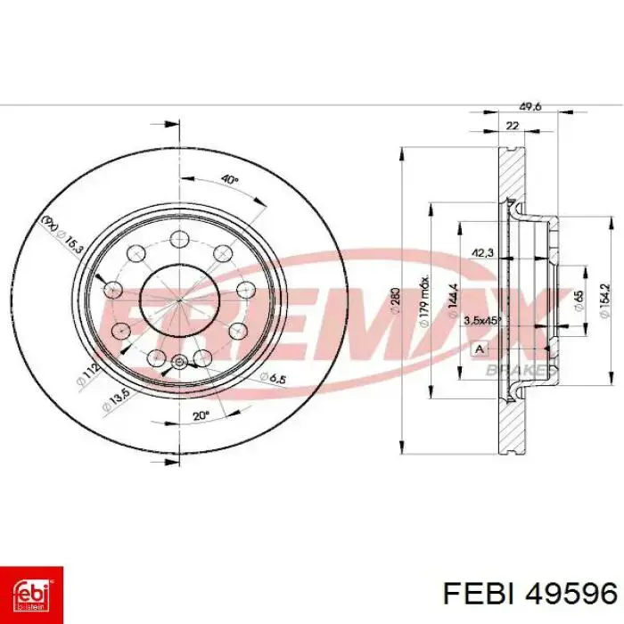 49596 Febi Pára-choque (grade de proteção) de amortecedor dianteiro + bota de proteção