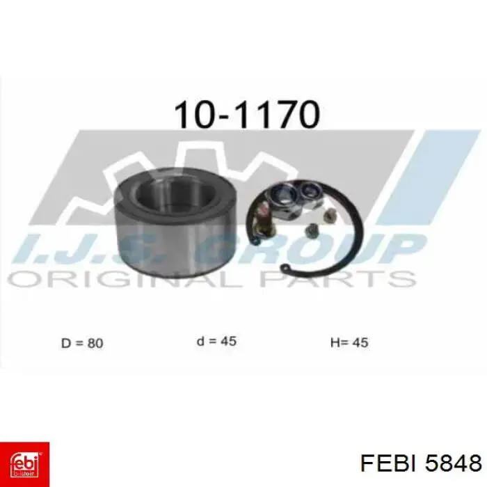 5848 Febi Rolamento de cubo dianteiro