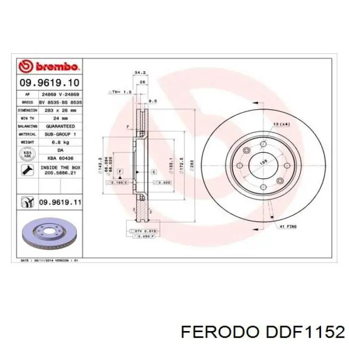 Compre DDF1152 Ferodo Disco do freio dianteiro