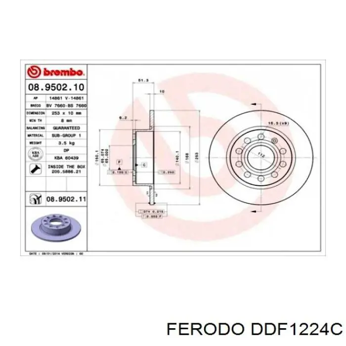 Disco do freio traseiro Ferodo DDF1224C preço, a partir de 41,48 USD