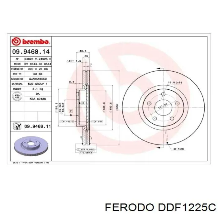 Disco do freio dianteiro Ferodo DDF1225C preço, a partir de 66,63 USD