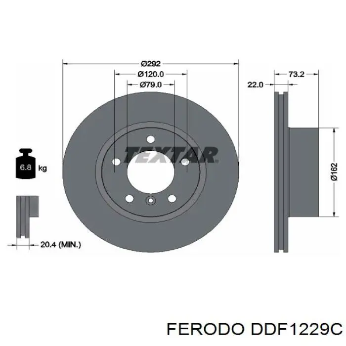 DDF1229C Ferodo Disco do freio dianteiro