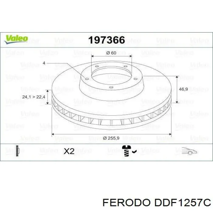 Disco do freio dianteiro Ferodo DDF1257C preço, a partir de 41,16 USD