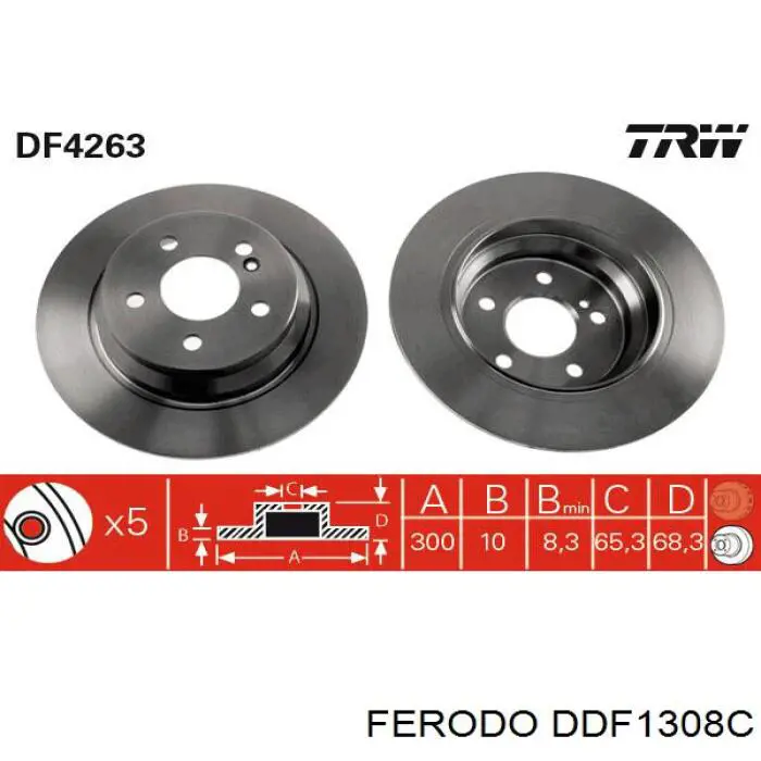 Disco do freio traseiro Ferodo DDF1308C preço, a partir de 44,40 USD