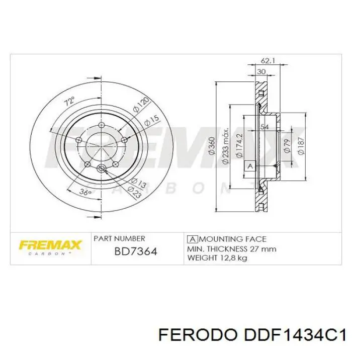 DDF1434C1 Ferodo Disco do freio dianteiro