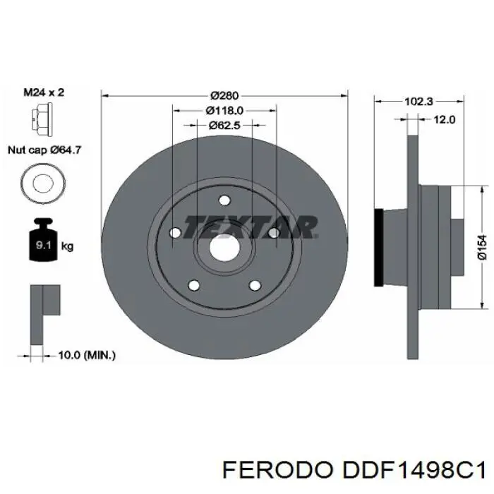 Disco do freio traseiro Ferodo DDF1498C1 preço, a partir de 76,07 USD