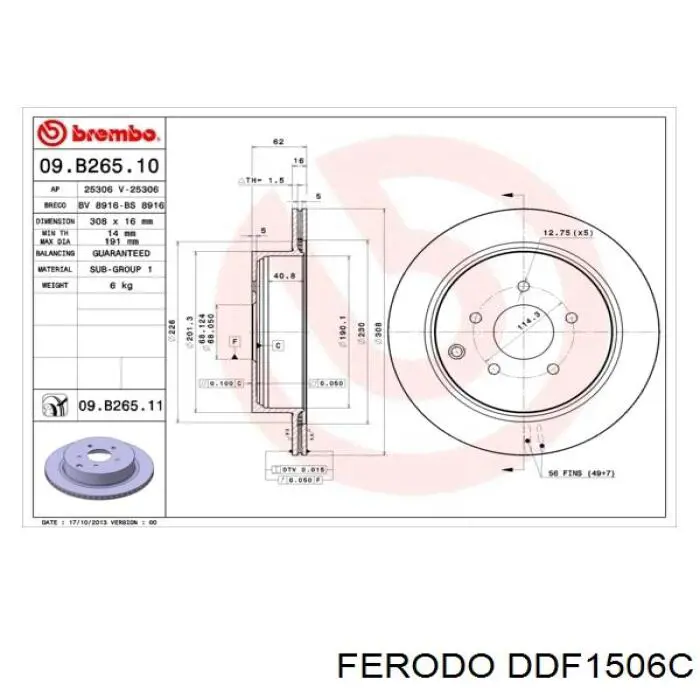 Disco do freio traseiro Ferodo DDF1506C preço, a partir de 46,70 USD