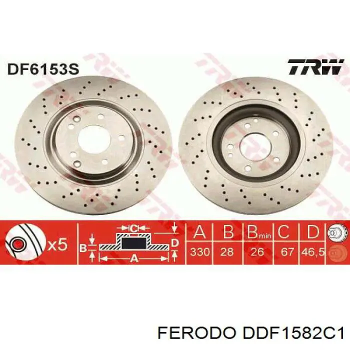 Disco do freio dianteiro Ferodo DDF1582C1 preço, a partir de 90,68 USD